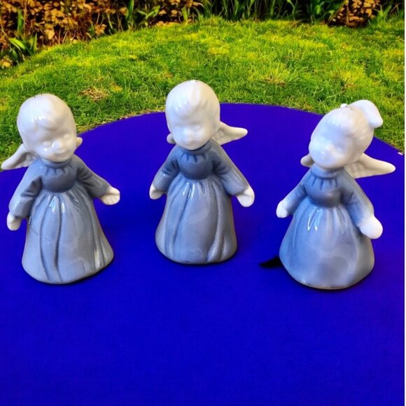 5 Vintage Angel Figurines 2 Unglazed Napcoware Japan Napco + 3 Glazed Angels - Picture 7 of 14